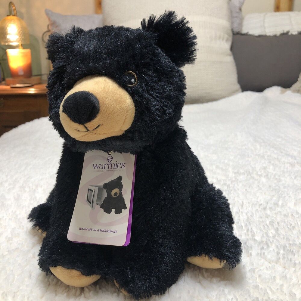 Warmies Black Bear 9" Plush Heatable Lavender Scented Stuffed Animal NWT Cozy